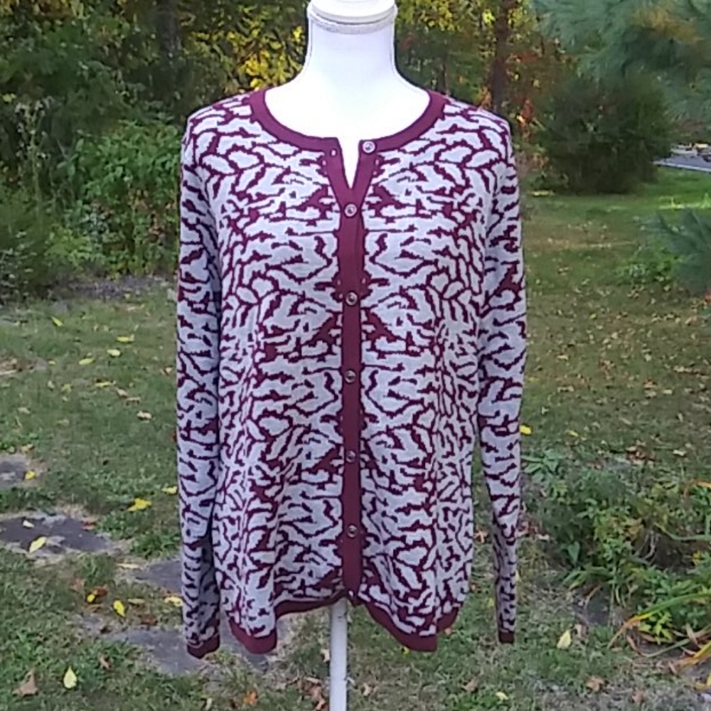 NEW D & Co. Jacquard Button Front Cardigan